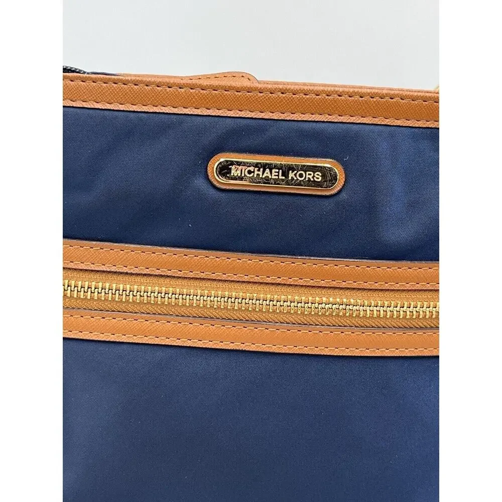 Michael Kors Authenticated Kempton Navy‎ Nylon Leather Crossbody Shoulder Bag